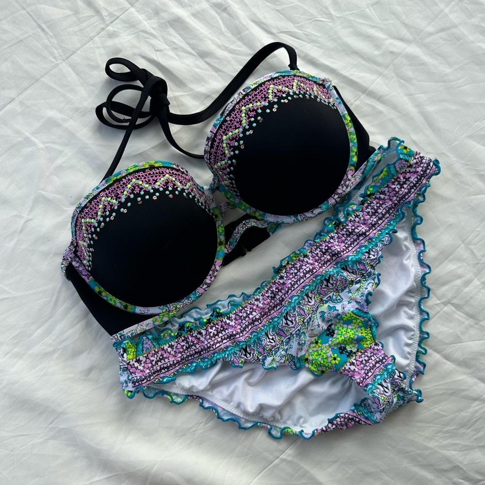 victoria’s secret multi way bikini set top and matching bikini bottom